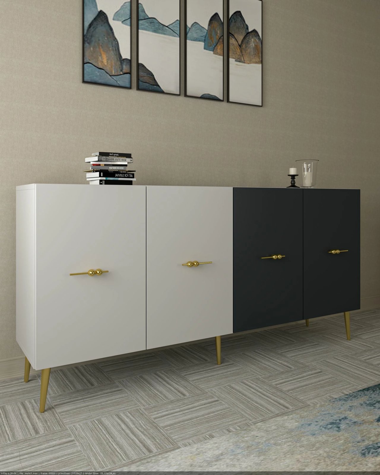 Konsol Skye Decor, Loop KB150, e bardhë, antracit