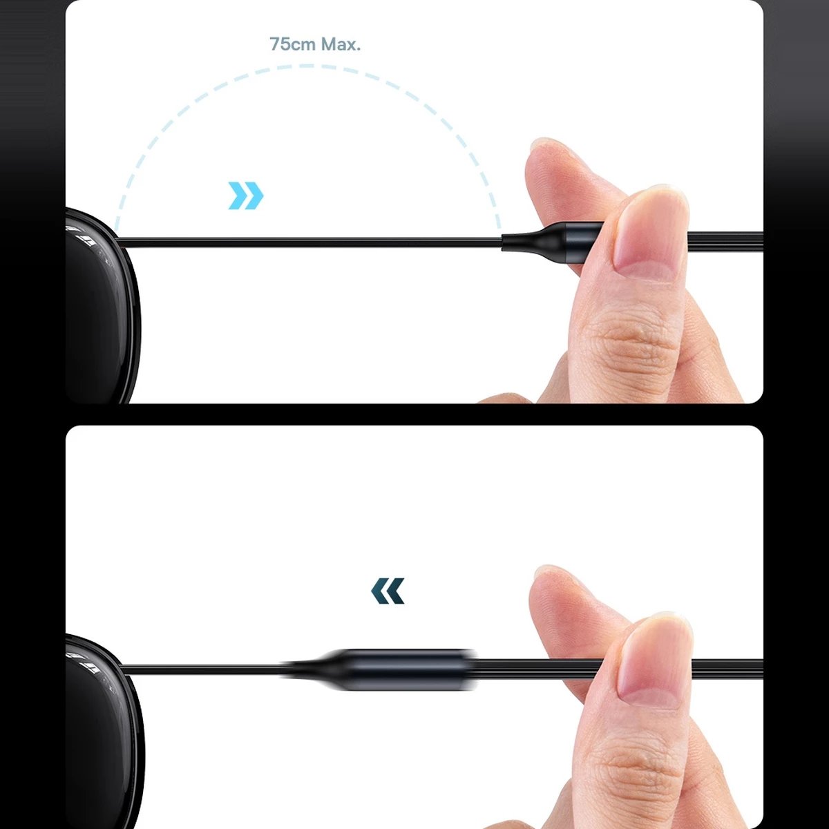 Karikues veture Baseus Enjoyment 2in1, 30W, me kabllo USB-C dhe Lightning, i zi