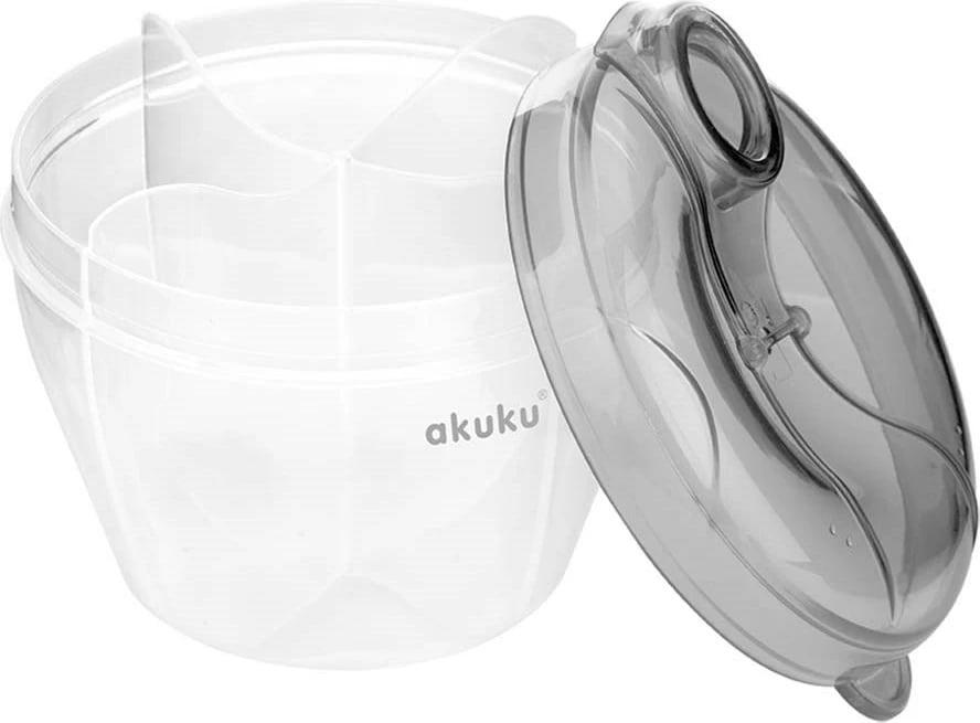 Dispenser për pluhur qumështi, Akuku, 4 ndarje, BPA-free, gri