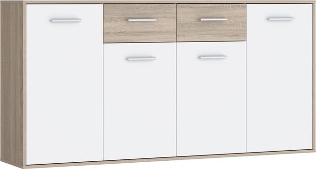 Bufe melamine, ngjyrë bardhë dhe sonoma, 162.3x34.2x81.7cm