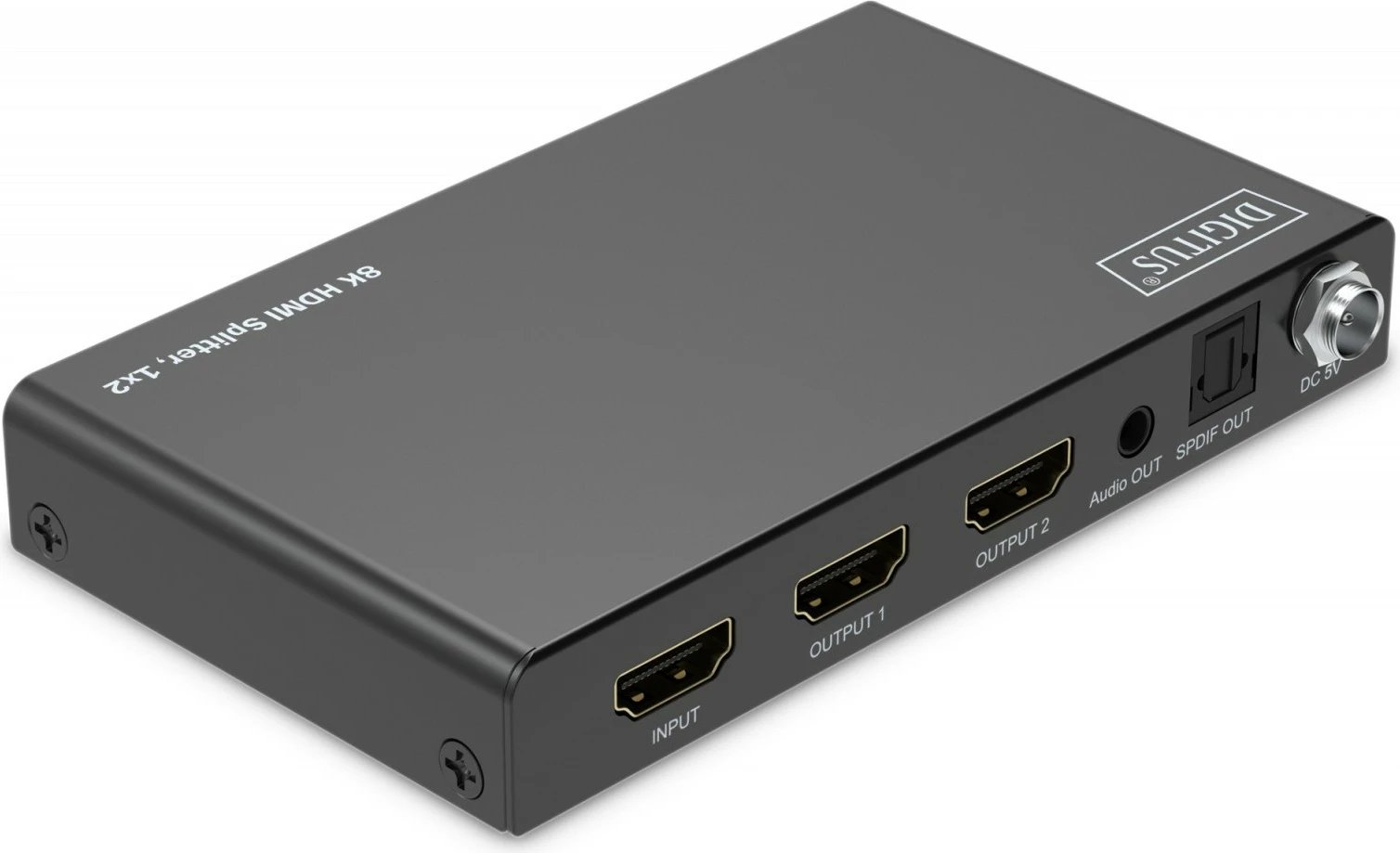 Shpërndarës HDMI Digitus DS-55339, 1x2, 8K/60Hz, HDR, 48 Gbps, Toslink/Stereo, i zi