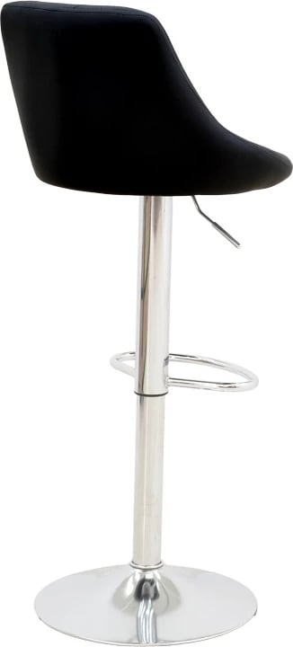 Karrige për bar Boronez, lartësi e rregullueshme, lëkurë artificiale e zezë, bazë kromi, 47x49x112cm, set prej 2 copash