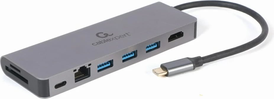 Përshtatës USB, Gembird A-CM-COMBO5-05, 5x porte, type-C, hiri
