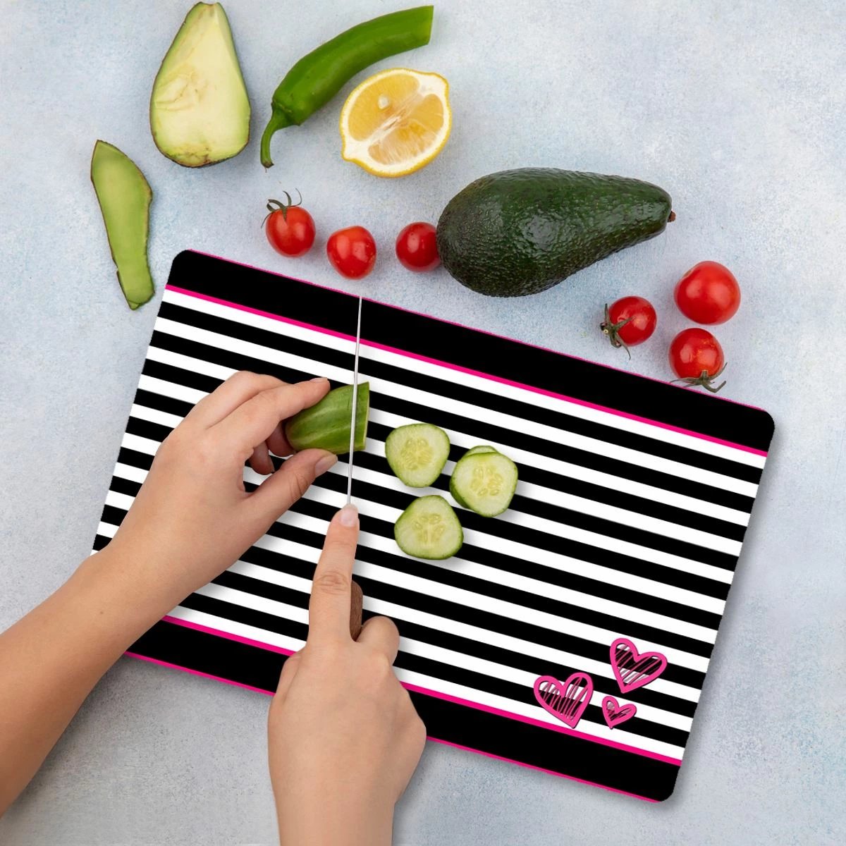 Dërrasë prerëse Hermia, qelq i temperuar, shumëngjyrëshe, 30x40cm, Ckt49-3040