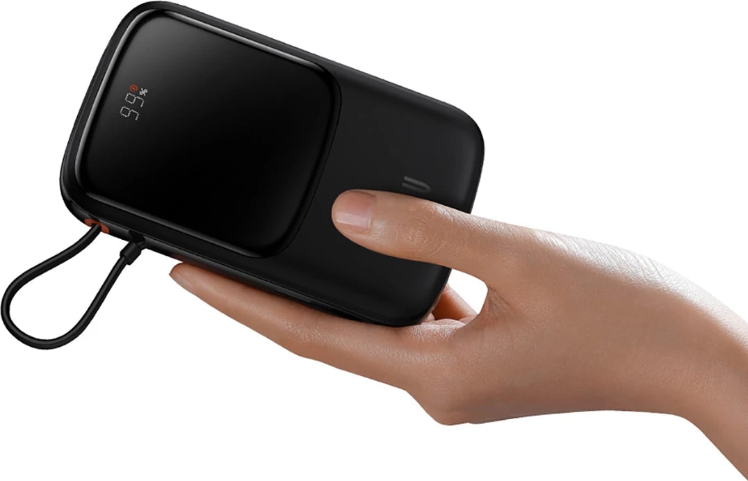 Powerbank Baseus Qpow 10000mAh me kabllo USB Type-C të integruar, 22.5W, Bardhë