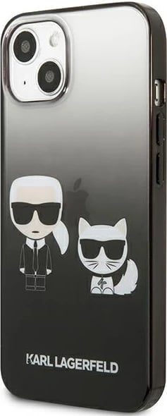 Mbështjellës Karl Lagerfeld KLHCP13STGKCK për iPhone 13 mini 5.4", hardcase, Ikonik Karl & Choupette, Gradient, i zi