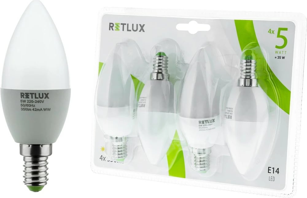 Poça Retlux REL 16 LED C37, E14 4 copë