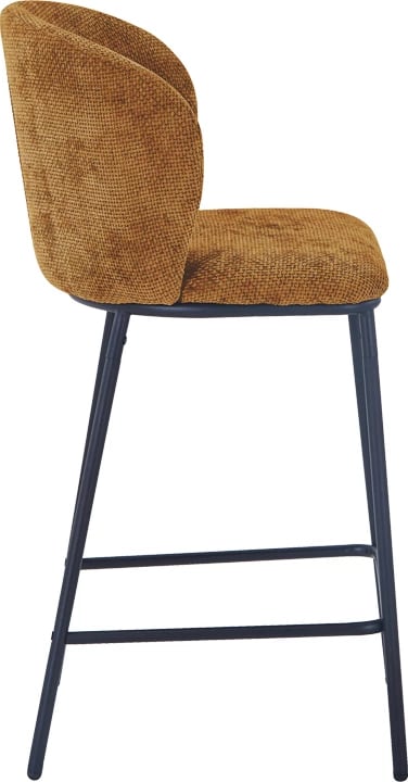 Karrige për bar Karg, material stof, këmbë metalike të zeza, ngjyrë deve, set prej 2 copash, 49x46x93cm