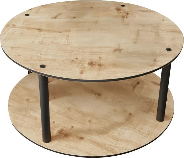 Tavolinë kafeje Skye Decor, rrumbullake, ngjyrë lisi, Masivo