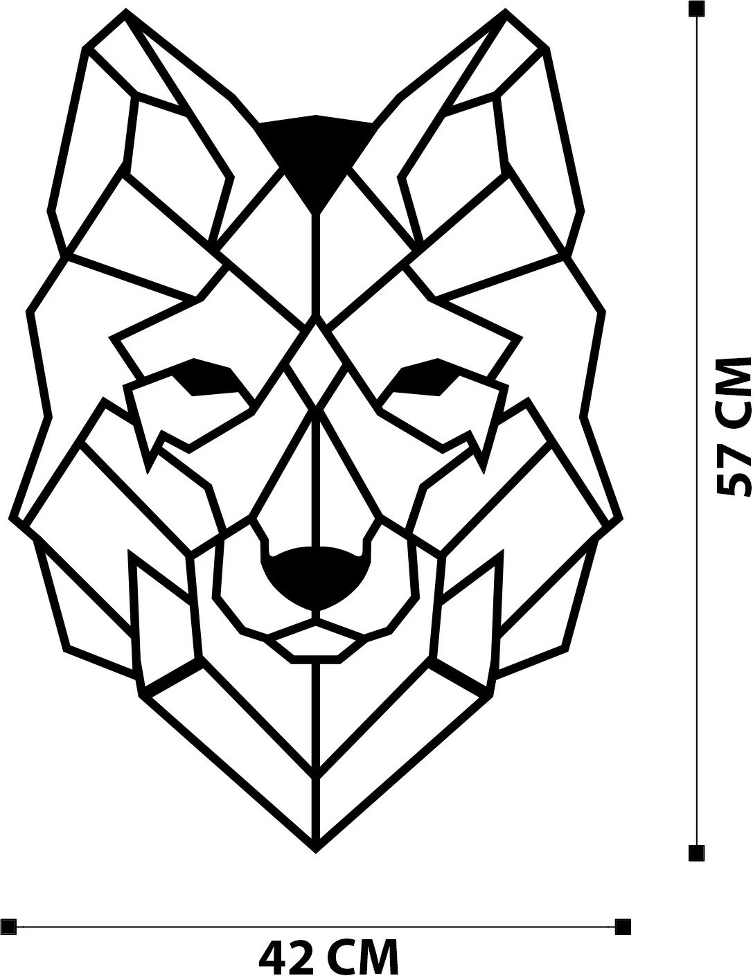 Aksesor dekorativ metalik për mur, Wallity, dizajn ujku, ngjyrë e zezë, 41x57cm