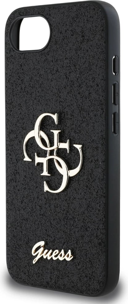 Mbështjellës Guess Fixed Glitter Big 4G për iPhone 16e, i zi