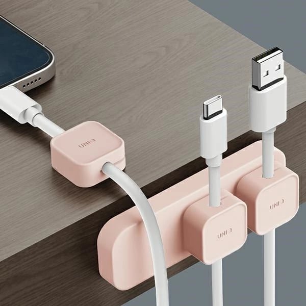 Organizues kabllosh magnetik UNIQ Pod Mag me bazë, 3 copë, rozë