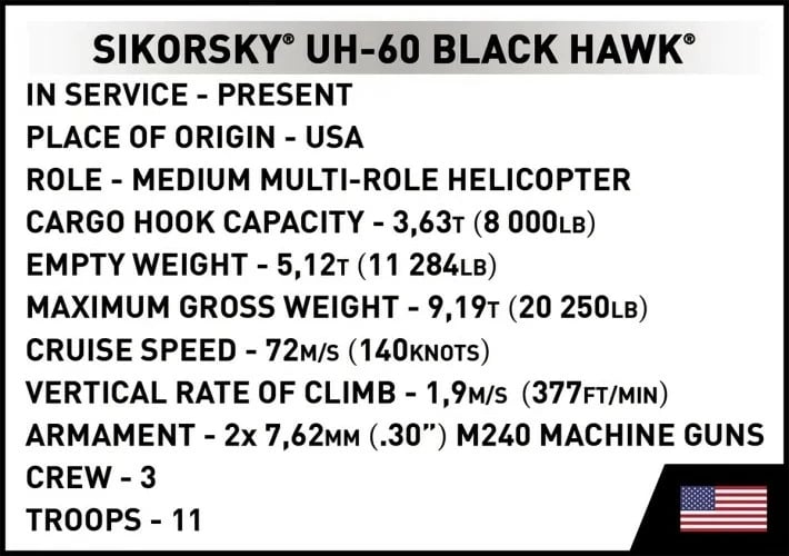 Set lodrash ndërtimi Cobi Klocki Sikorsky UH-60 Black Hawk, 928 pjesë, bezhë