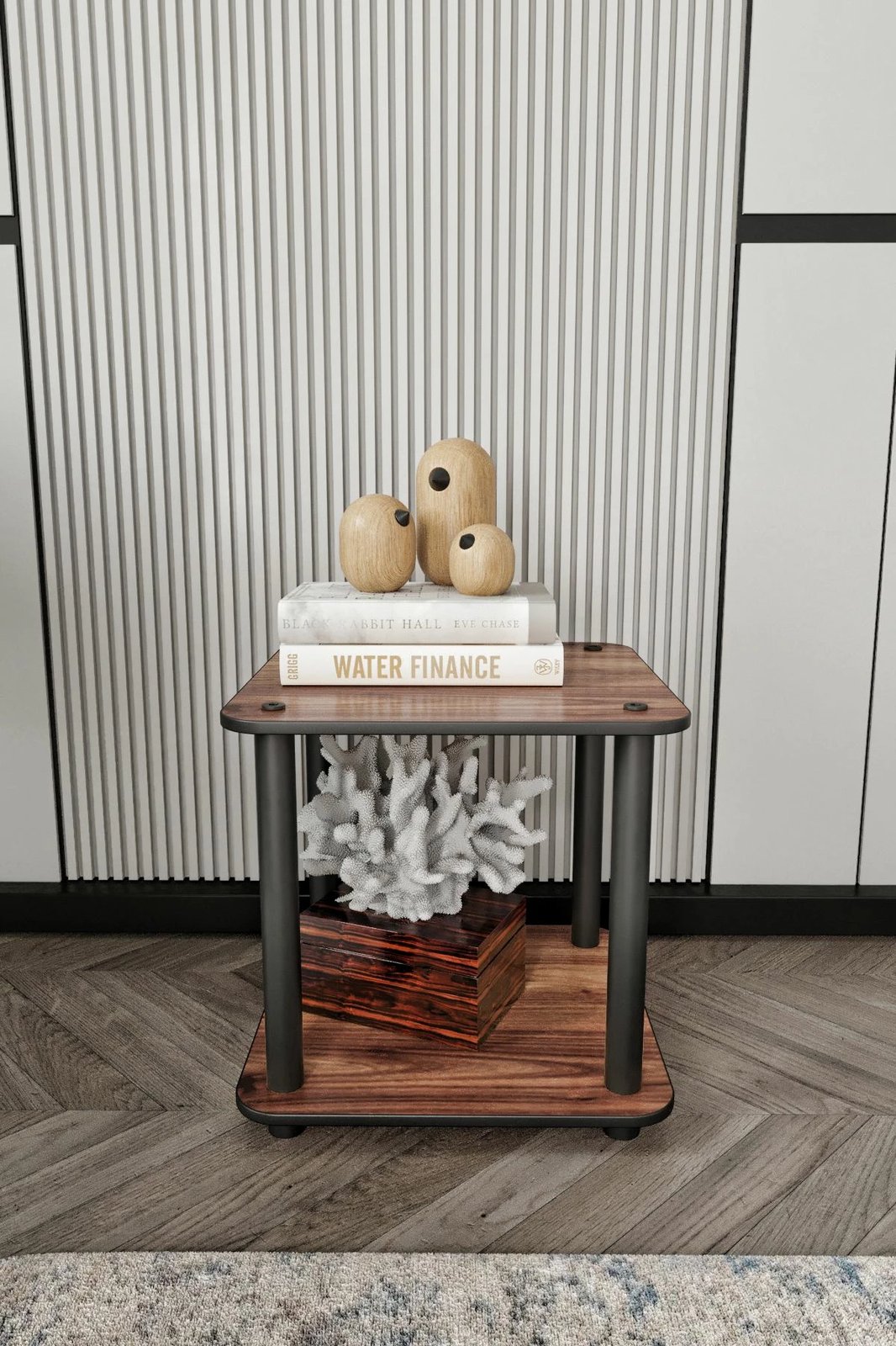 Tavolinë anësore, dy kate, ngjyrë arre, Skye Decor