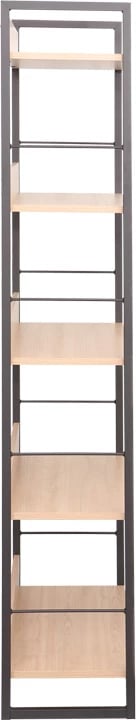 Raft librash Dorfie, ngjyrë natyrale me metal të zi, 70x30x159cm