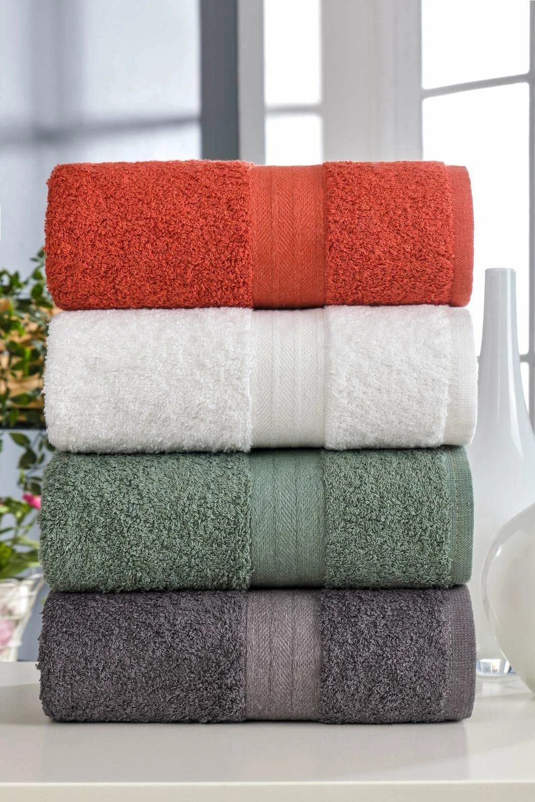 Set peshqirësh duarsh (4 copë), Mijölnir, Mabel - Yeki, të bardhë, të gjelbër, antracit, portokalli, 50x85cm