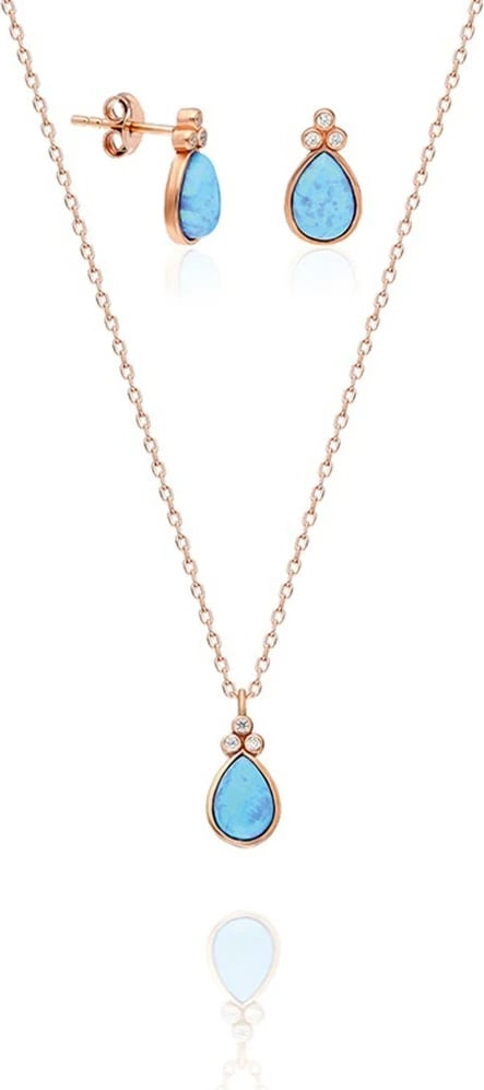 Set varëse dhe vathë argjendi, ngjyrë rozë ari dhe kaltër, Jumeon, TRDYL470