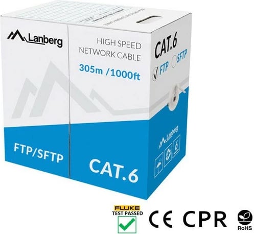 Kabllo rrjeti Lanberg CAT 6, 305m, gri