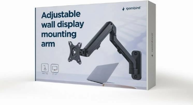 Krah muri i rregullueshëm për monitor Gembird MA-WA1-02, 17-27 inç, i zi