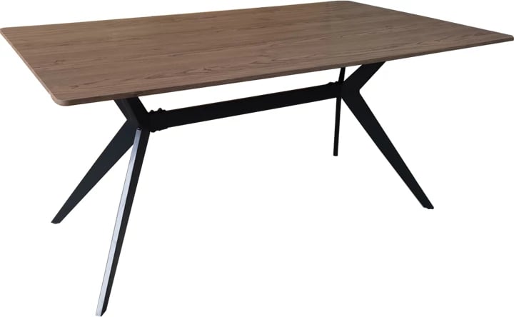 Tavolinë drejtkëndëshe Ezali, ngjyrë arre, këmbë metalike të zeza, 160x90x75cm