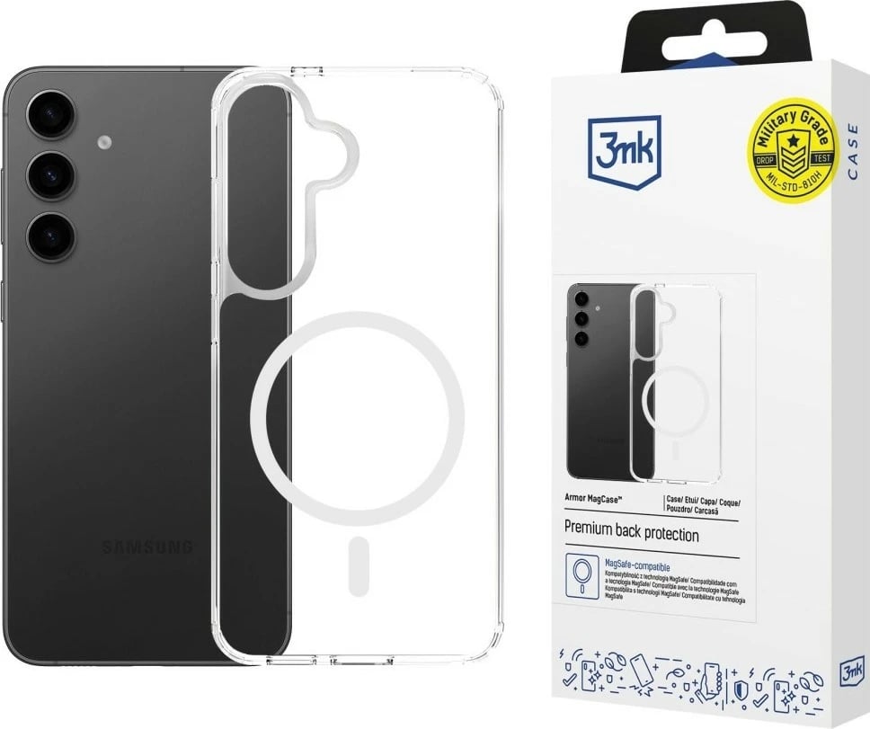 Mbështjellës 3MK Armor MagCase për Samsung S24 FE, MagSafe, Transparent
