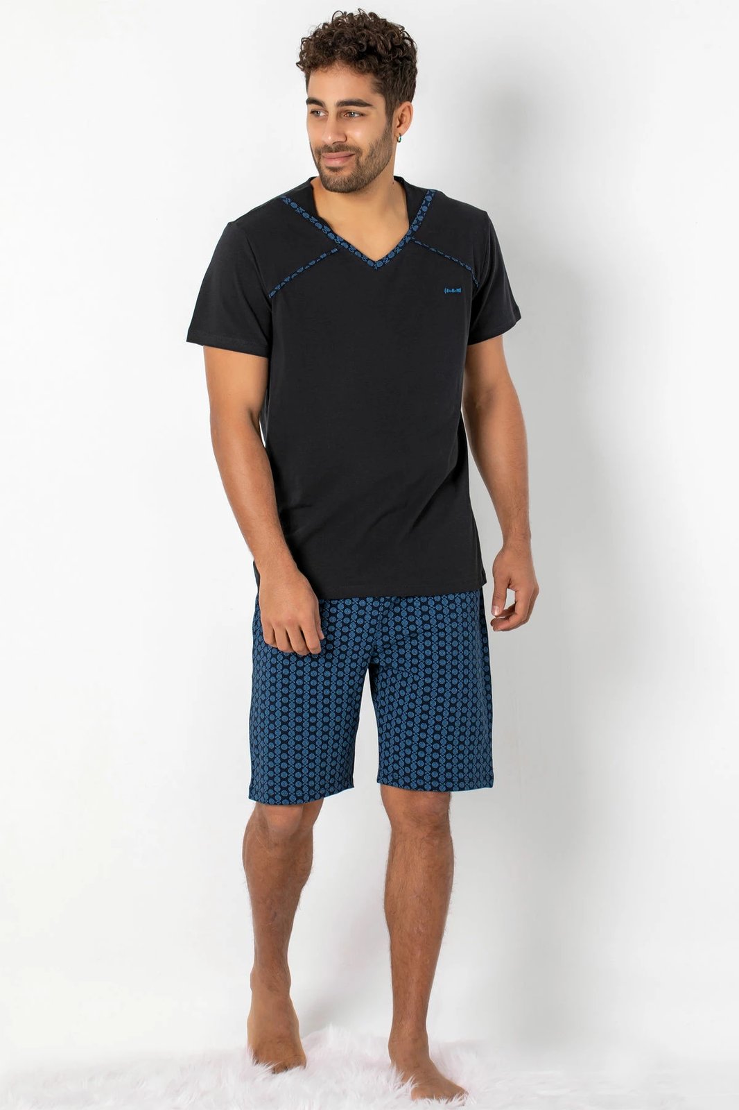 Pizhama për burra Jumeon, 002-000465, e zezë, kaltër e errët