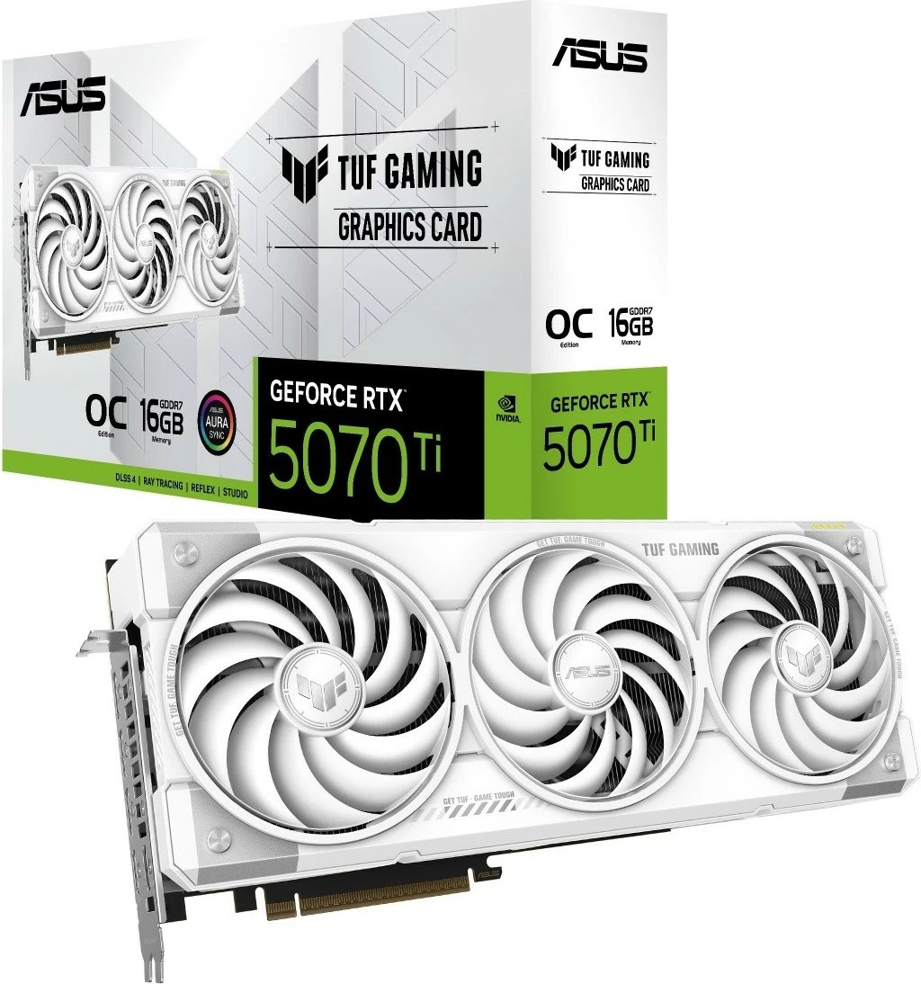 Kartë grafike Asus TUF Gaming GeForce RTX 5070 Ti OC 16GB GDDR7 256-bit PCIe 5.0 3xDP/2xHDMI, e bardhë