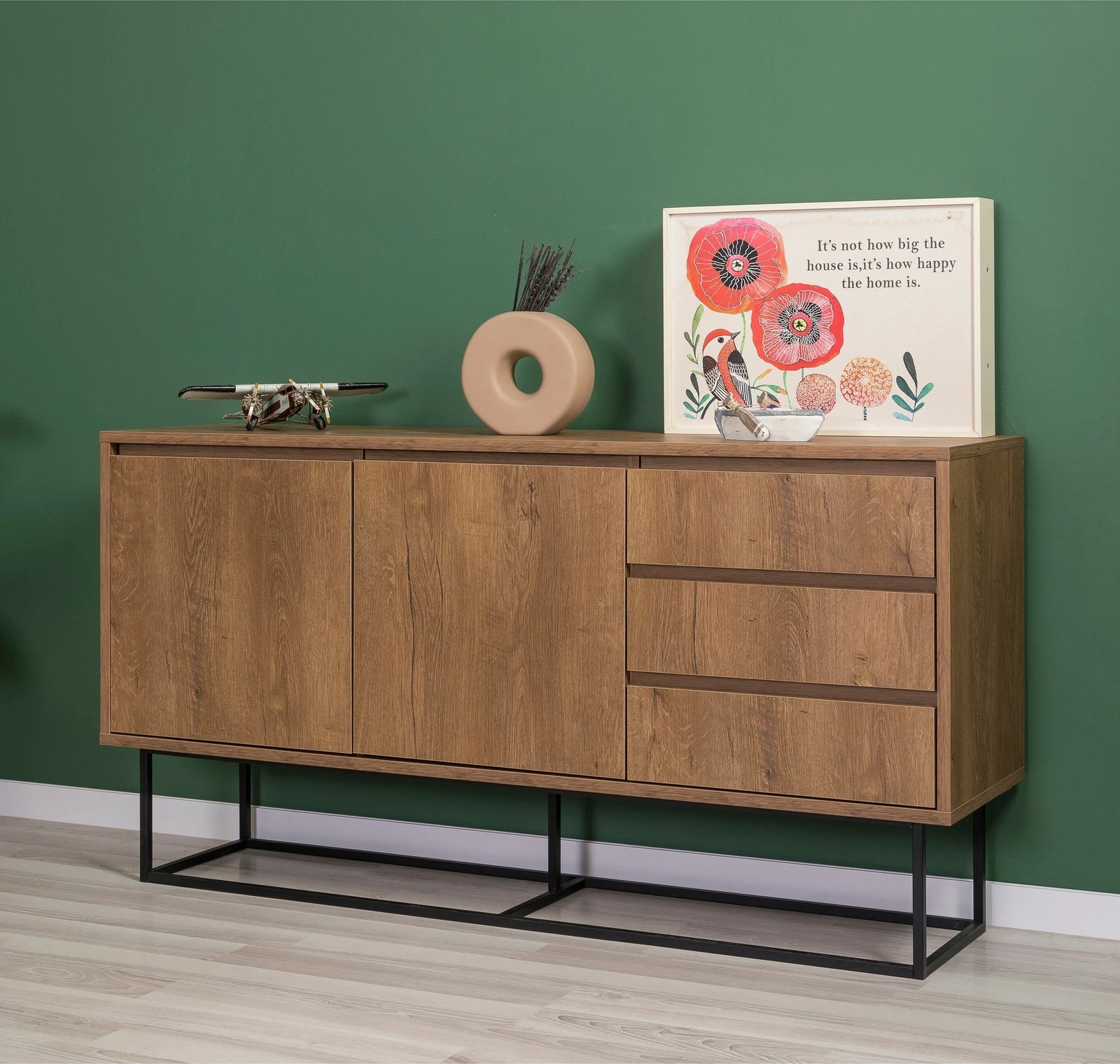 Set mobiljesh për dhomë dite, Laxus Takım 20, ngjyrë arre dhe e zezë