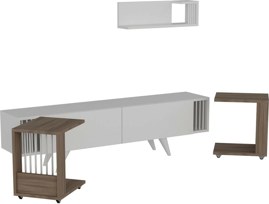 Njësi TV Skye Decor, Leron - 1926, ngjyrë arre dhe e bardhë