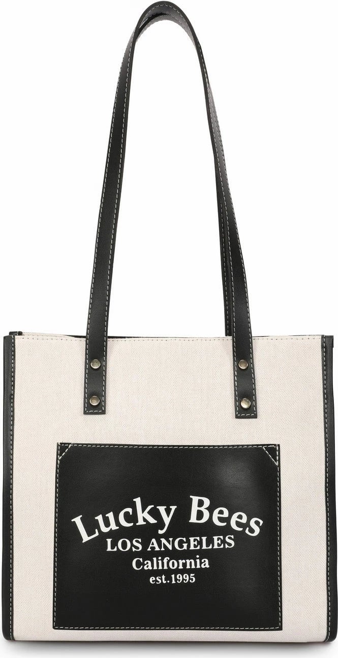 Çantë tote Lucky Bees, e zezë-krem, 376