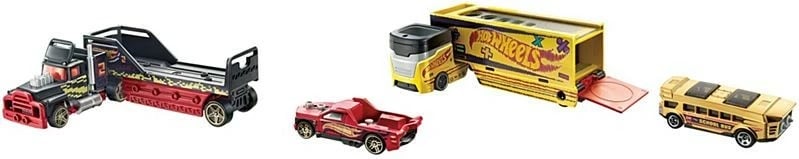 Set lodrash Hot Wheels kamion me rimorkio dhe veturë sportive, Mix ngjyra