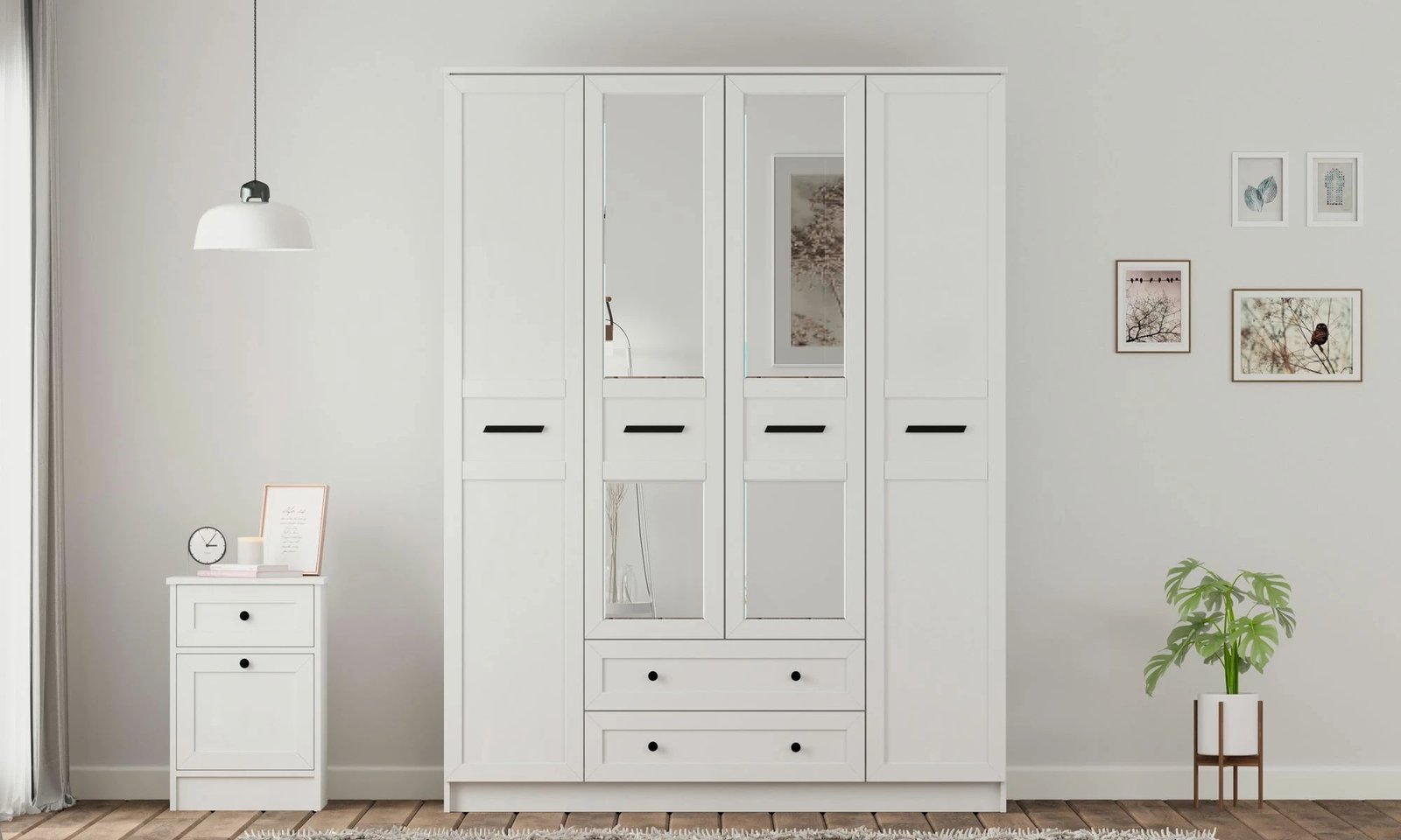 Dollap garderobe Skye Decor, ngjyrë e bardhë mat, RB-168-01-010