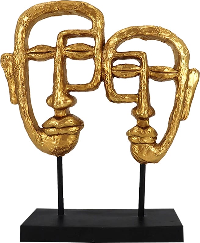 Totem dekorativ, ngjyrë ari e zezë, polirezine, 23x6x28cm