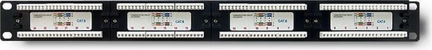 Patch panel Qoltec 54474, 24 porta, CAT6 UTP, 1U, e zezë