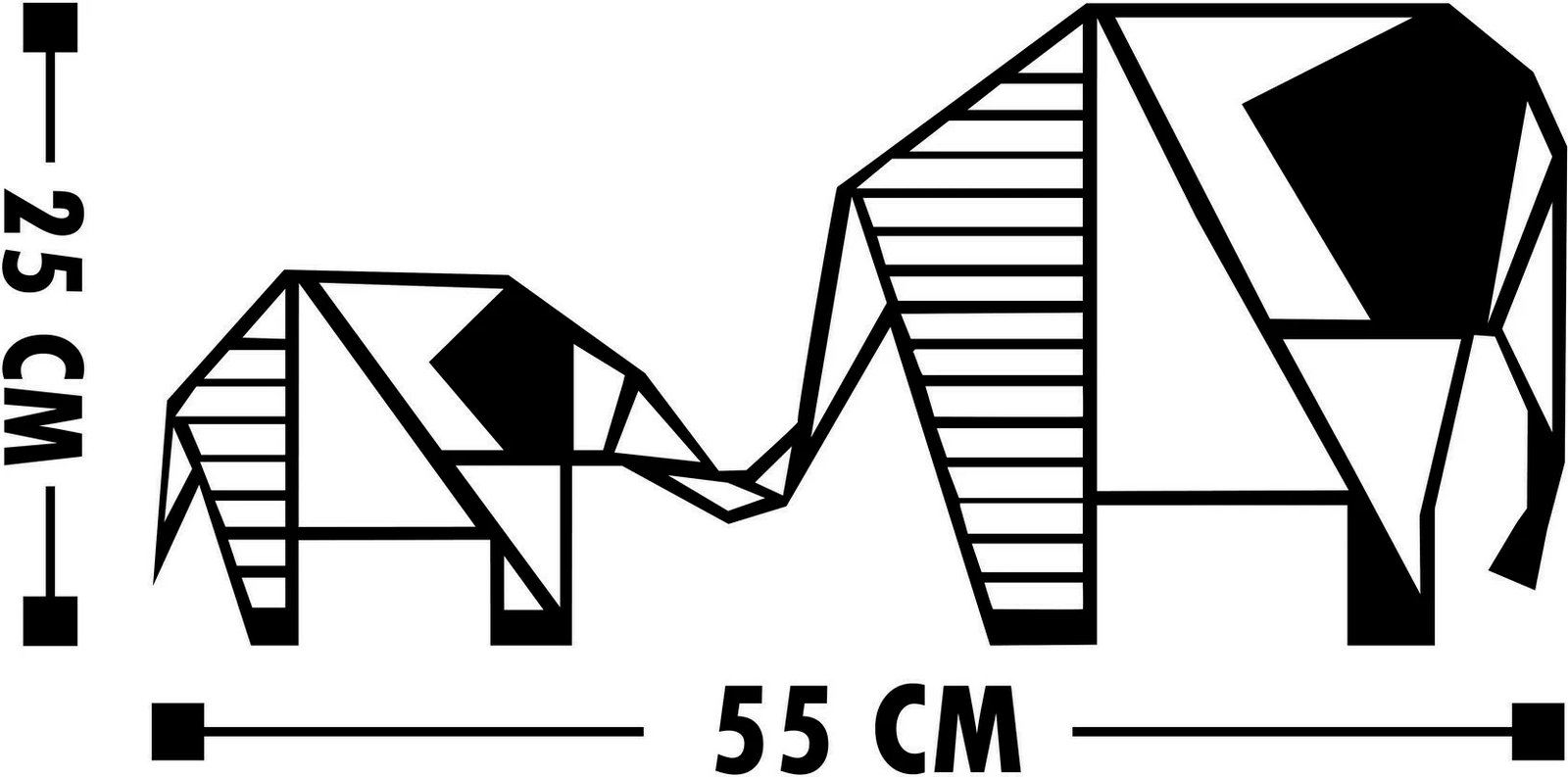 Aksesor dekorativ metalik për mur, elefant, Wallity, Elephant 3, ngjyrë e zezë, 55x25cm