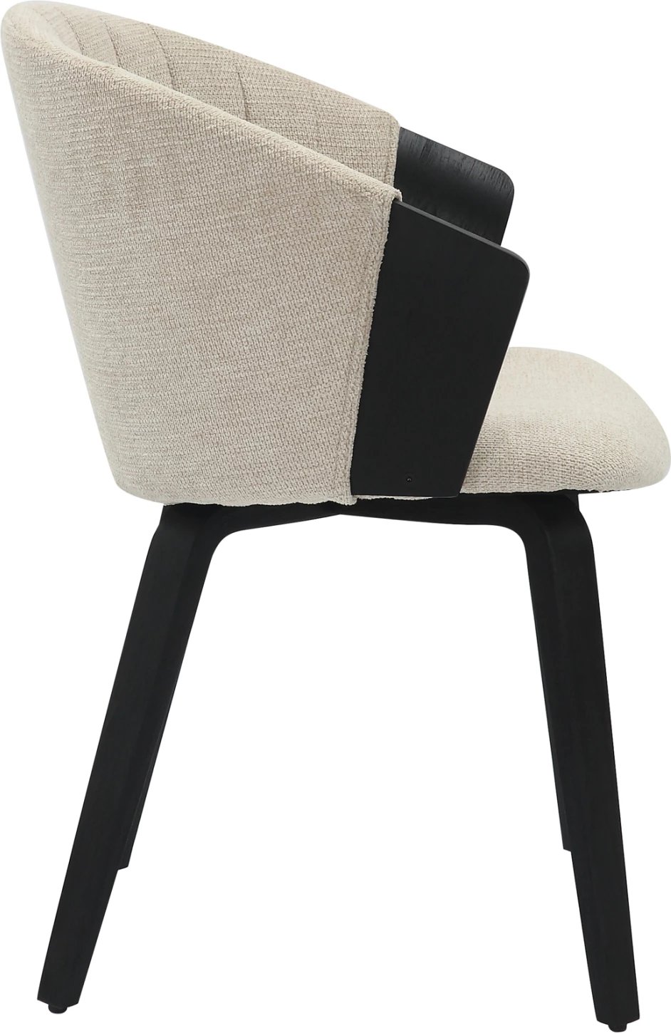 Karrige për ngrënie JESPER FH9977.02, kornizë prej druri, pëlhurë e zezë-ekru, 61x54x74H cm