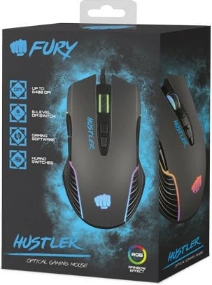 Maus gaming Fury Hustler NFU-1698, 6400 DPI, me ndriçim RGB, i zi