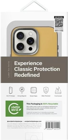 Mbështjellës UNIQ Lyden DS për iPhone 16 Pro 6.3", Magclick, verdhë-gri