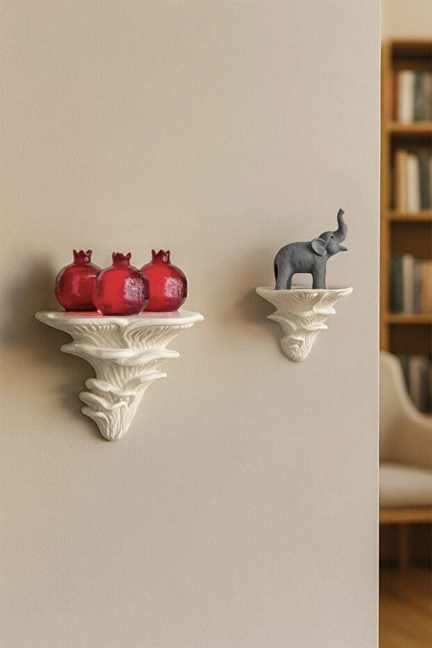 Set rafte plastikë shumëpërdorimësh (2 copë), Evila Originals, kërpudhë, i bardhë