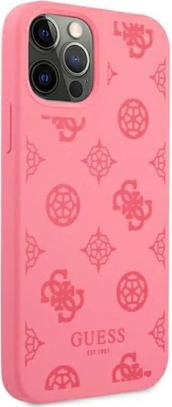 Mbështjellës Guess Peony Collection për iPhone 12 Pro Max 6.7", silikon, fuchsia