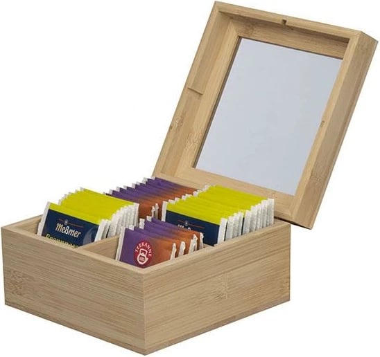 Kuti çaji MACMA me 4 ndarje, Kapak xhami, 15x15x8.4cm