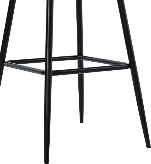 Karrige për bar Kace, pe rattan natyral, pu gri e errët, metal i zi, 43x55x102cm (set prej 2 copash)