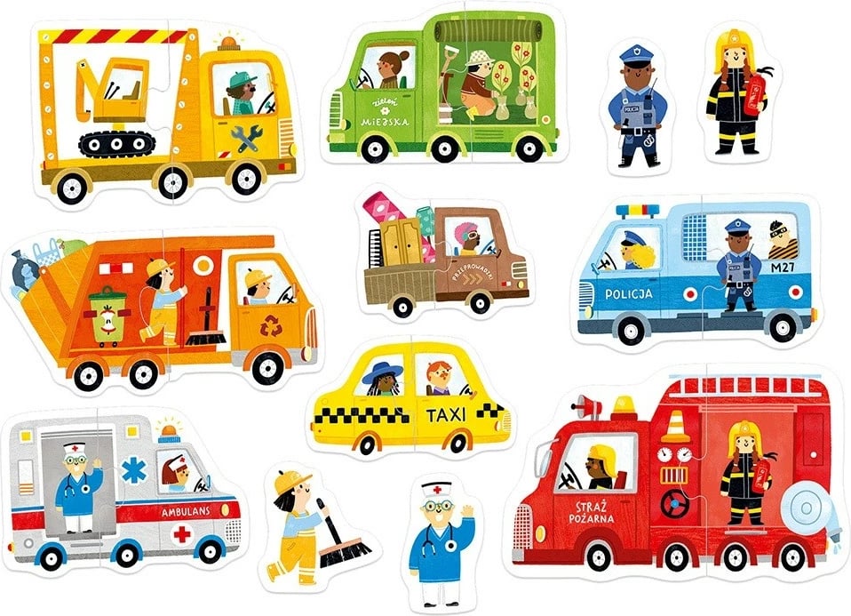Puzzle për çifte CzuCzu Pair Puzzle - Cars, 16 pjesë, për fëmijë, shumëngjyrëshe