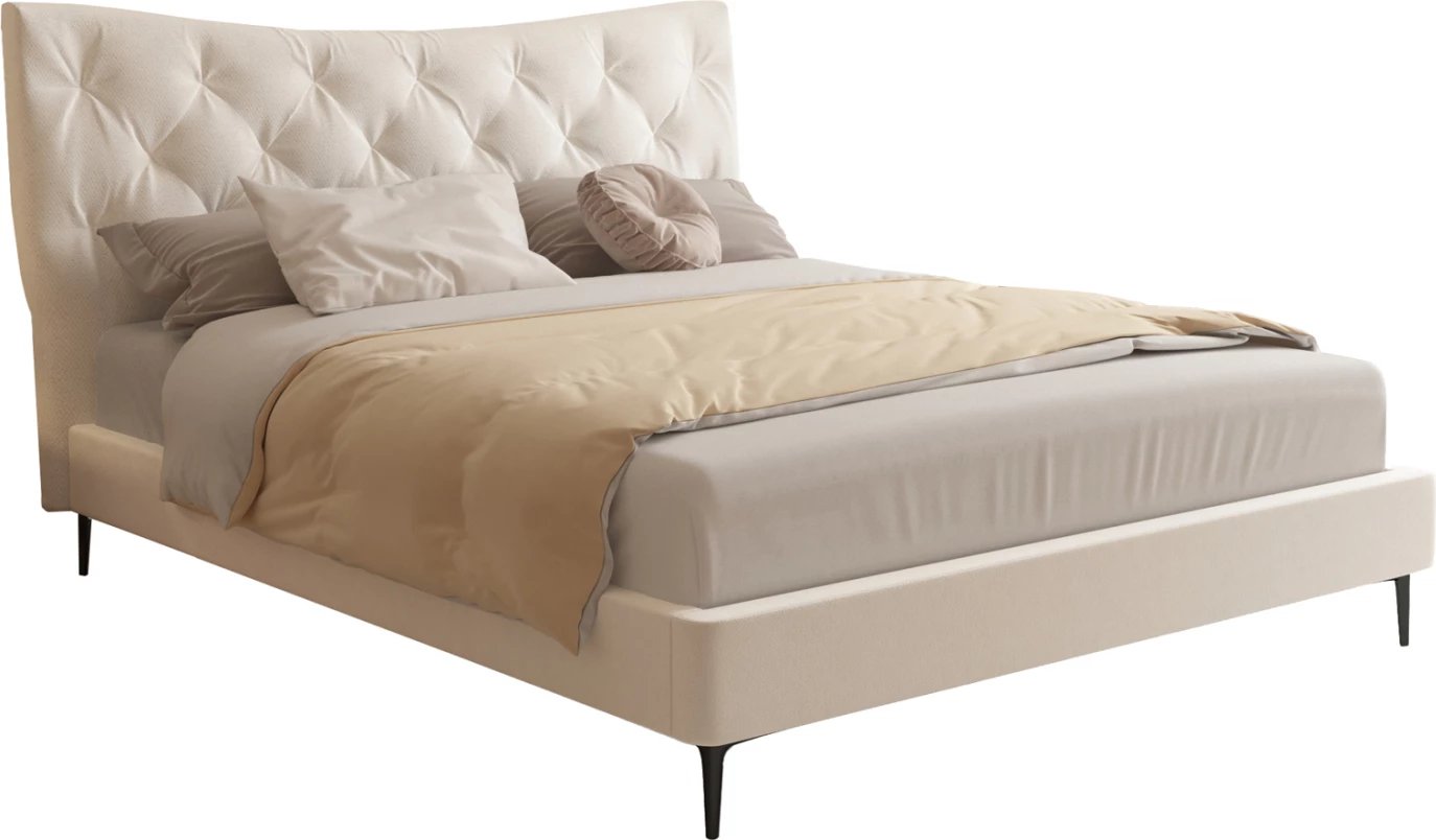 Krevat dopio JILL, stof bezhë, FH737.03, për dyshek 160x200cm