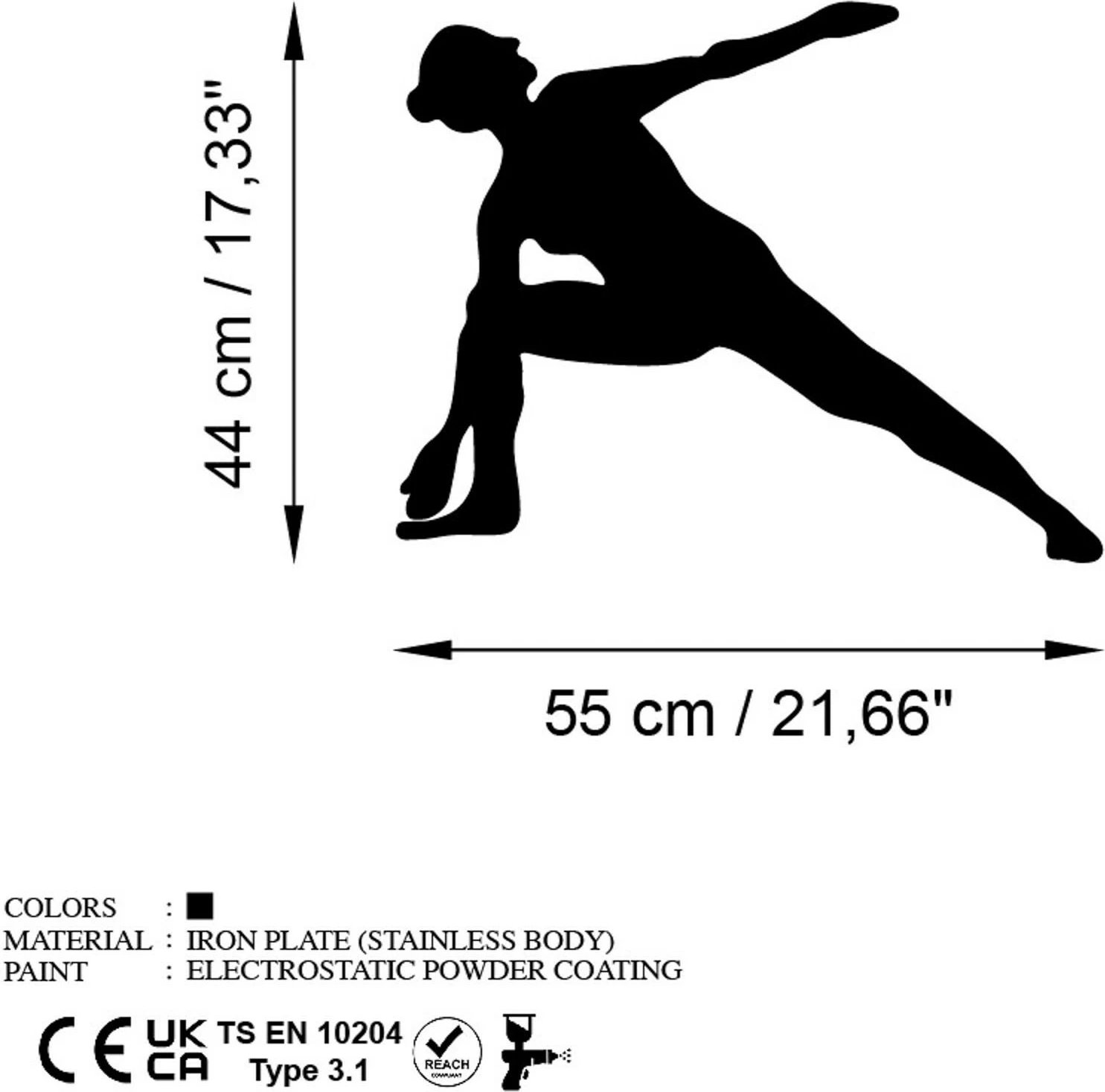 Aksesor dekorativ metalik për mur Wallity, Yoga 17, ngjyrë e zezë, 55x44cm