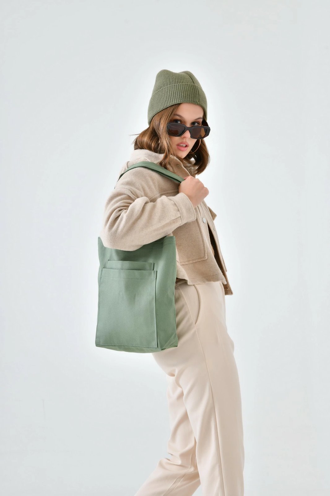 Çantë tote, ngjyrë mint, Zoozie Bags, 2117