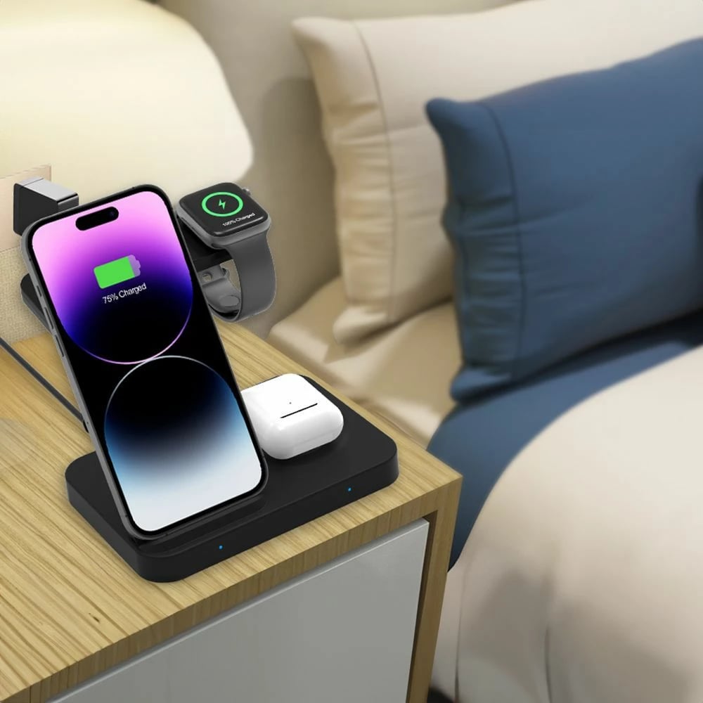 Karikues wireless 3-në-1 Tech-Protect QI15W-A37, 15W, i zi