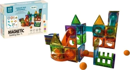 Set pllaka magnetike ndërtuese, Madej, 013302, 69 copë, plastikë, 3+, shumëngjyrëshe