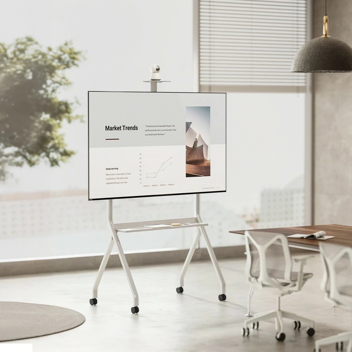 stendë TV me rrota, Maclean MC-114 W, 55–100", 120 kg, VESA deri 900×600, e bardhë