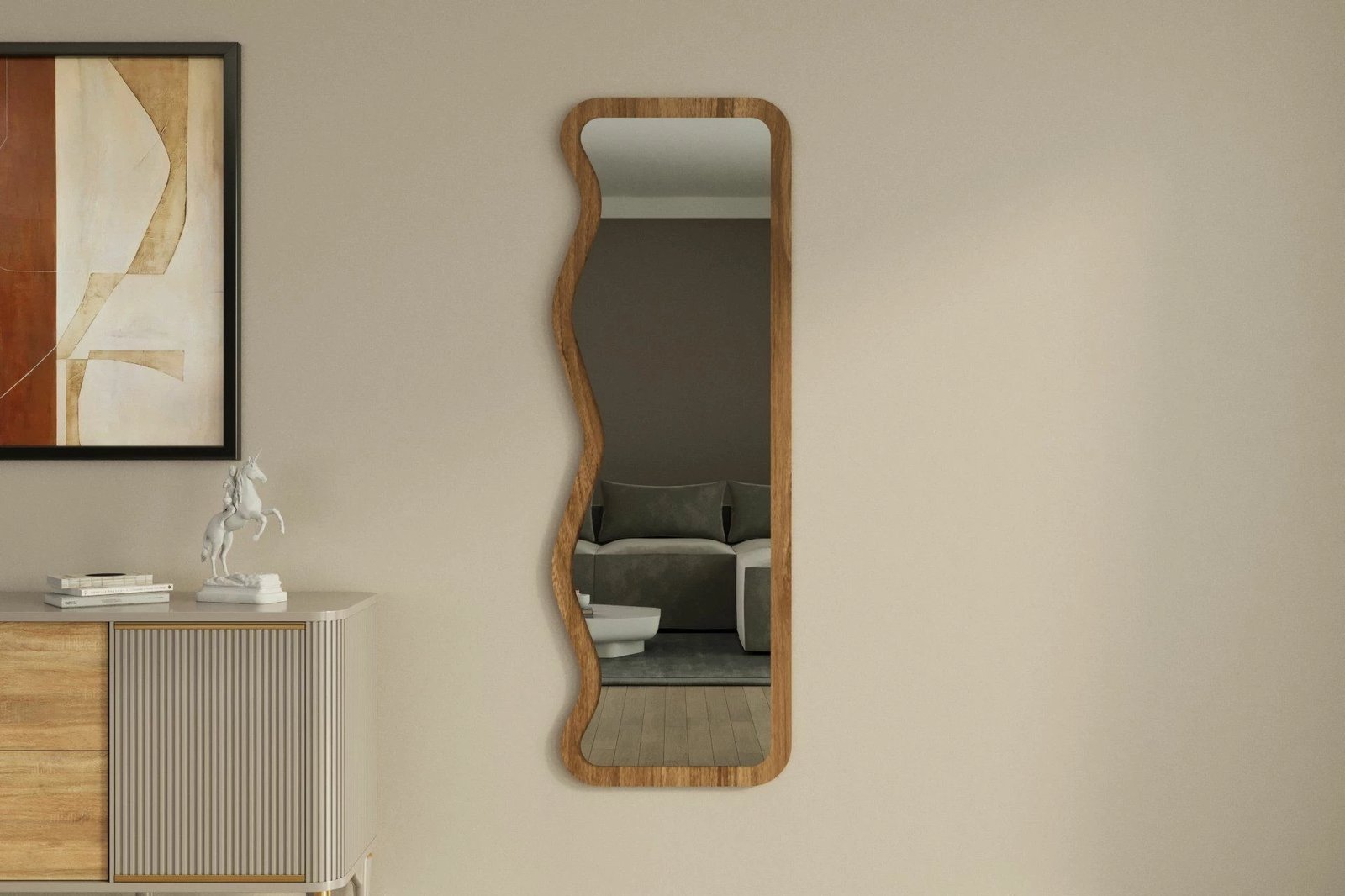 Pasqyrë dekorative, ngjyrë arre, Hanah Home, Asel